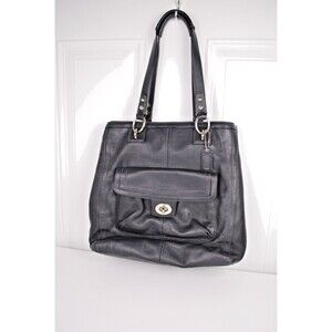 COACH F19264 Tote Large Black Leather Penelope Y2K Shoulder Bag Purse EUC